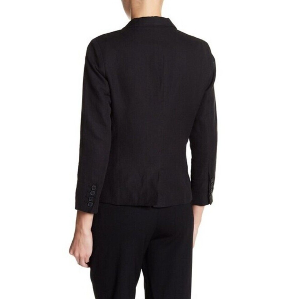Lucky Brand Womens Patch Pocket Blazer Jacket Linen Blend Black Size 12 - Picture 2 of 8